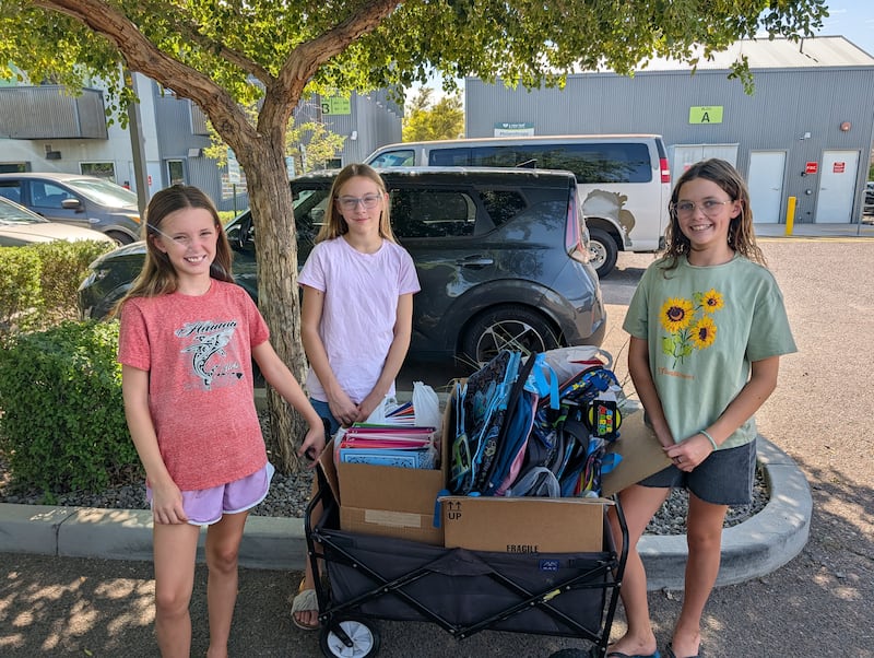 Primary children in the Mesa Hermosa Vista Arizona Stake in Mesa, Arizona, collect donated books and school supplies to benefit A New Leaf, as part of the National Day of Service and Remembrance on Saturday, Sept. 12, 2026.