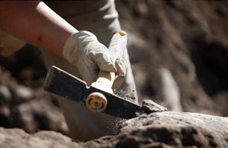 BYU graduate student Kristin South works at the site of the original Provo Tabernacle, built between
