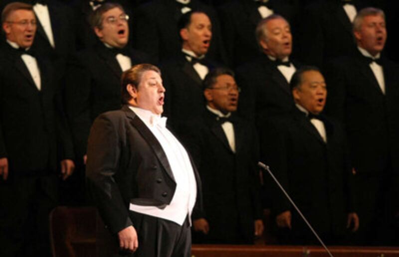 Stanford Olsen sings with the Mormon Tabernacle Choir during Golden Days, A Celebration of Life, in