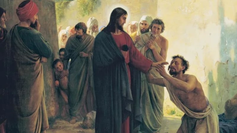 "Healing the Blind Man" is by Carl Heinrich Bloch.