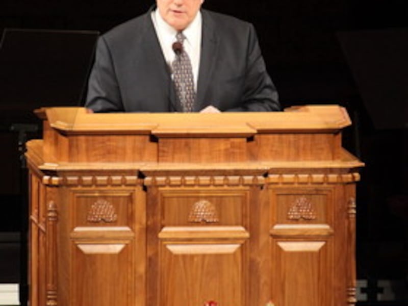 Elder Paul V. Johnson of the Seventy and Commissioner of Church Education speaks during the CES "Eve