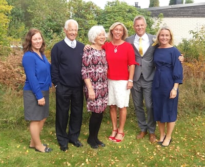 A Slater family photo. Margareta and her husband Bert stand center left surrounded by their four children.