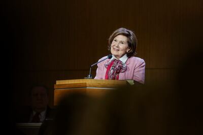 Sister Patricia Holland speaks during a devotional at the Provo Missionary Training Center in Provo, Utah, on Tuesday, May 10, 2022.