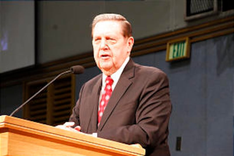 Elder Jeffrey R. Holland gives brief remarks at the MTC devotional commemorating 50 years of languag