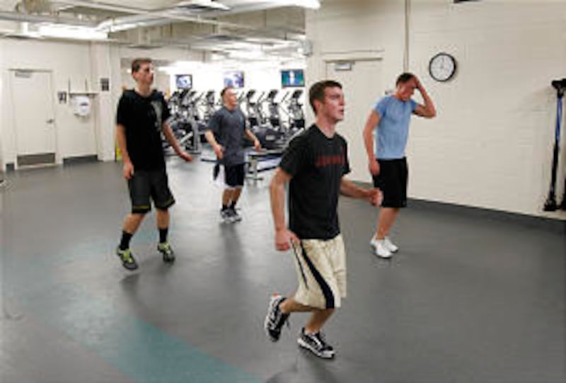 Fitness room workout at the MTC.