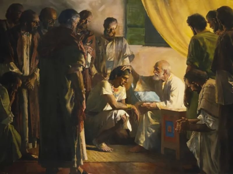 "Jacob Blessing Joseph (Jacob Blessing His Sons)" is by Harry Anderson.