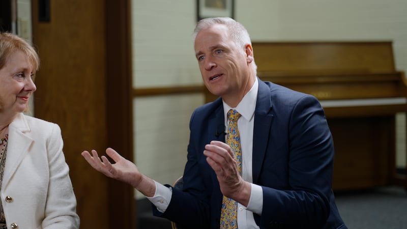 Ryan Eggett speaks in a Primary room during the filming of the Church News podcast episode released Tuesday, April 21, 2026.