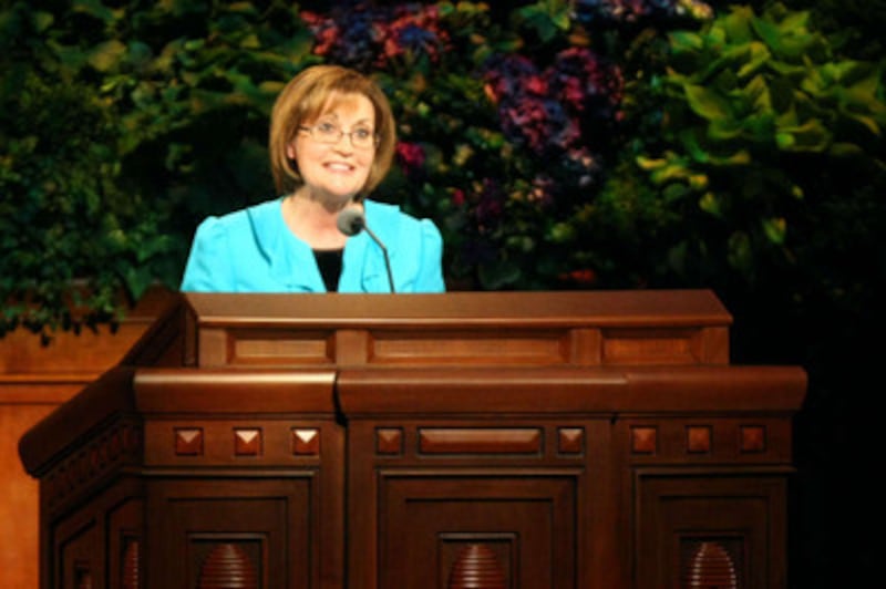 Sister Linda K. Burton, Relief Society general president, speaks at the General Relief Society Meeti