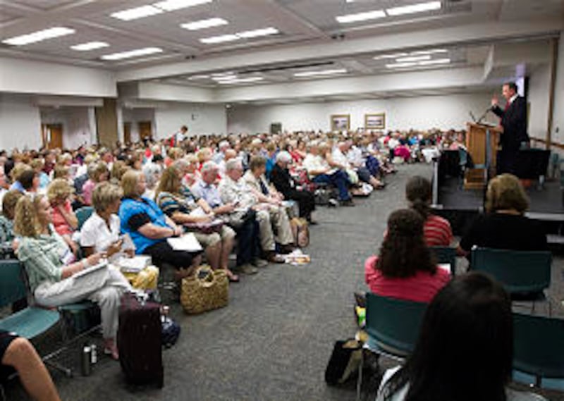 Participants listen to Ronald E. Bartholomew's class, "The Power of the Atonement in Your Daily Life