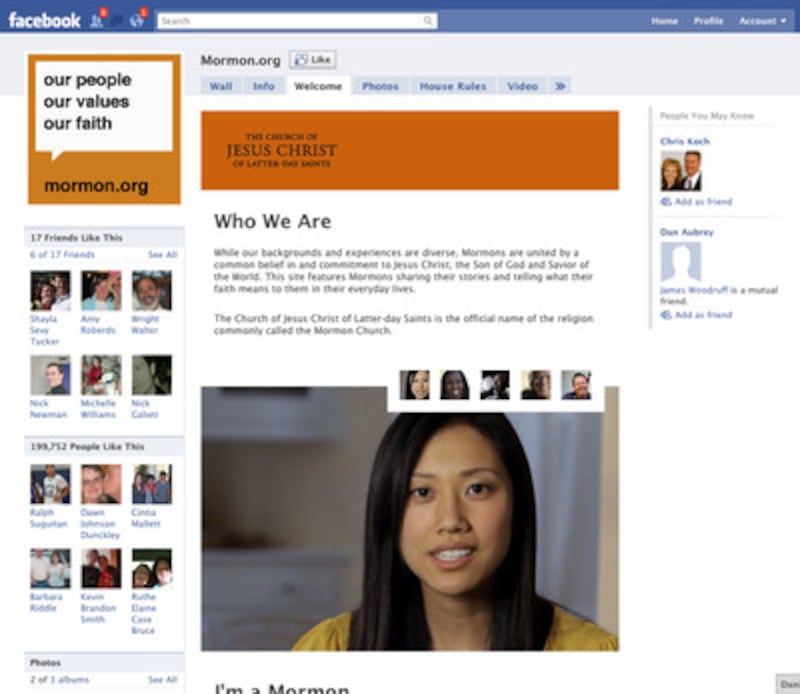 The Facebook page for Mormon.org.