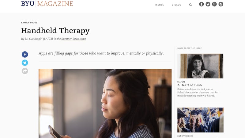 BYU Magazine recently reported on how certain smartphone apps can help people manage their mental he