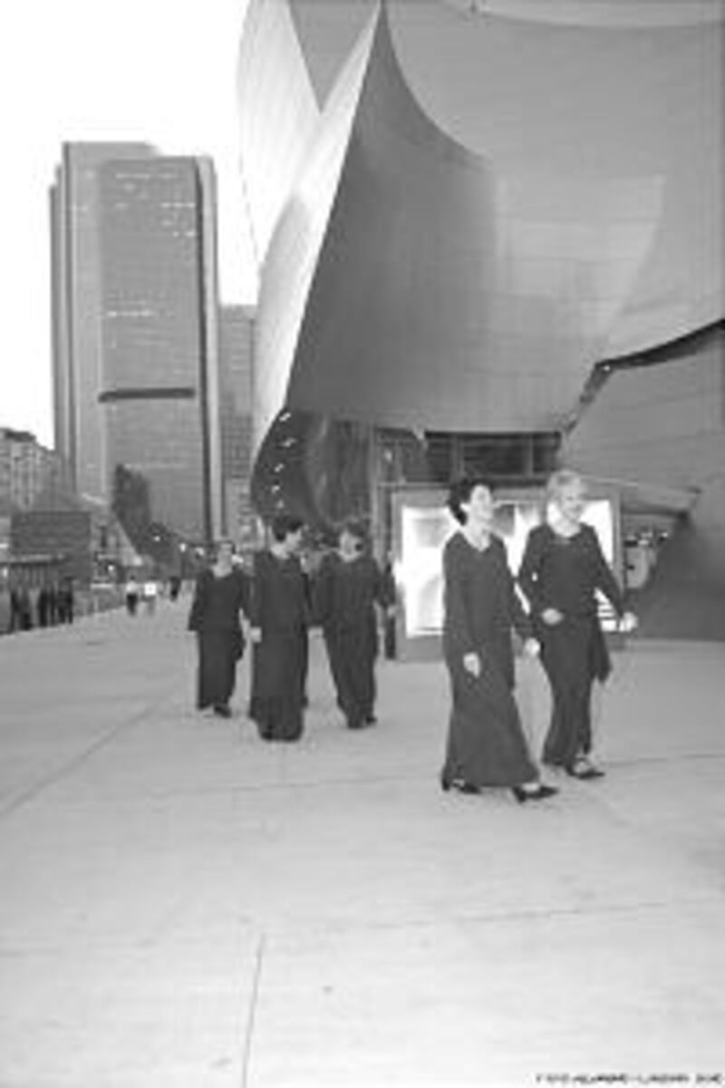Members of the choir return to the Walt Disney Concert Hall for their third concert of the day.