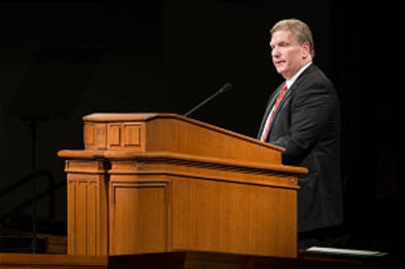 Elder Craig C. Christensen of the Presidency of the Seventy speaks during a campus devotional at Bri