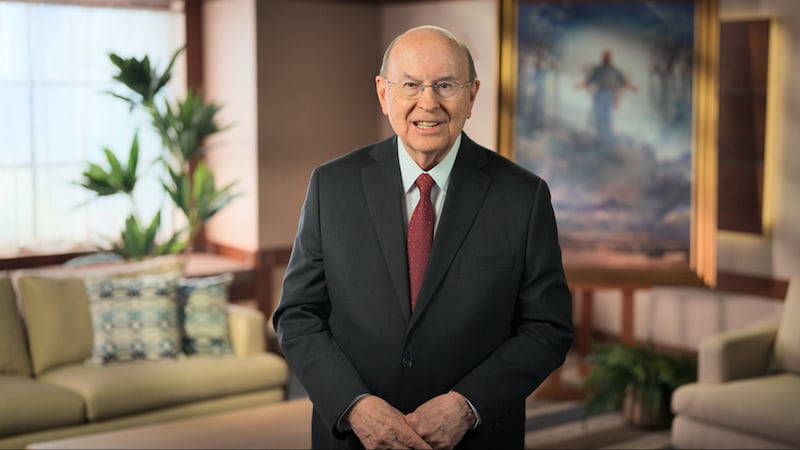 Elder Quentin L. Cook of the Quorum of the Twelve Apostles speaks during the 2026 Relief Society broadcast on March 8, 2026.