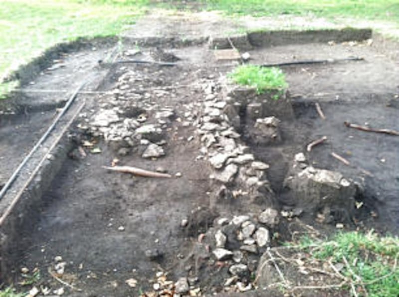 Two stone piers, which were often used with log cabins in lieu of foundation stones, were uncovered