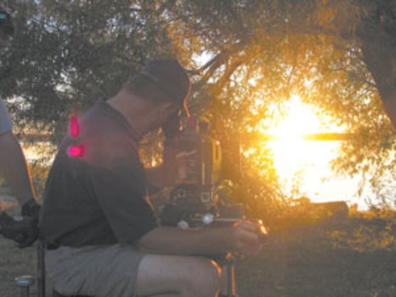 BYU Broadcasting crew filming "Joseph" series captures sunset on the Mississippi River, seen from t