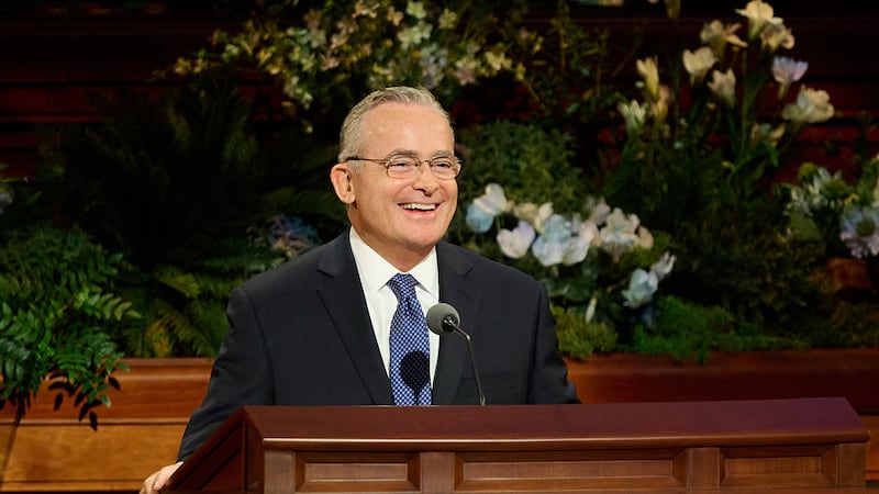 Elder Patrick Kearon of the Quorum of the Twelve Apostles speaks during the Saturday morning session of the 196th Annual General Conference.