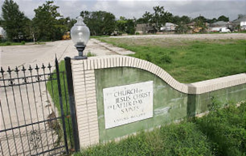 An empty lot is all that's left now of a New Orleans meetinghouse that was one of the two LDS buildi