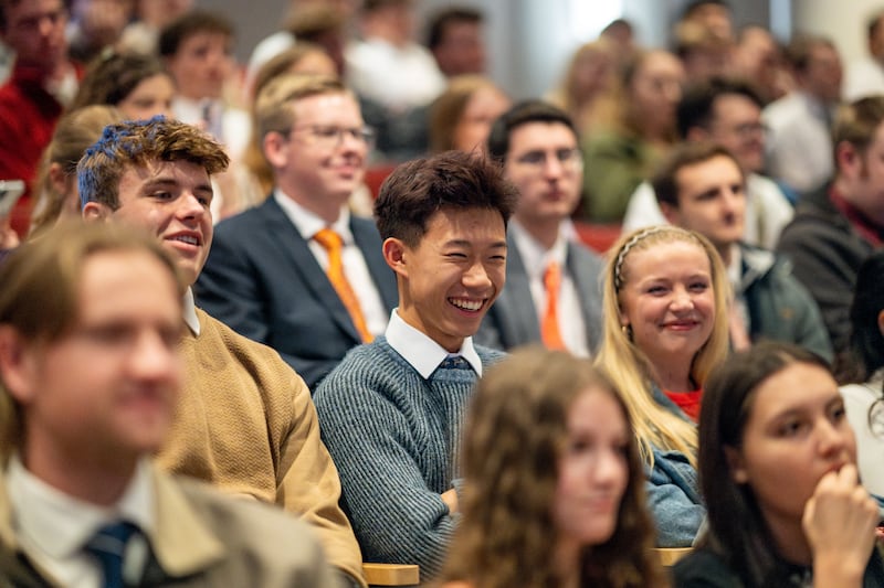 BYU–Idaho students gather at the BYU–I Center in Rexburg, Idaho, to listen to a devotional with Elder Neil L. Andersen of the Quorum of the Twelve Apostles on Sunday, Feb. 22, 2026.