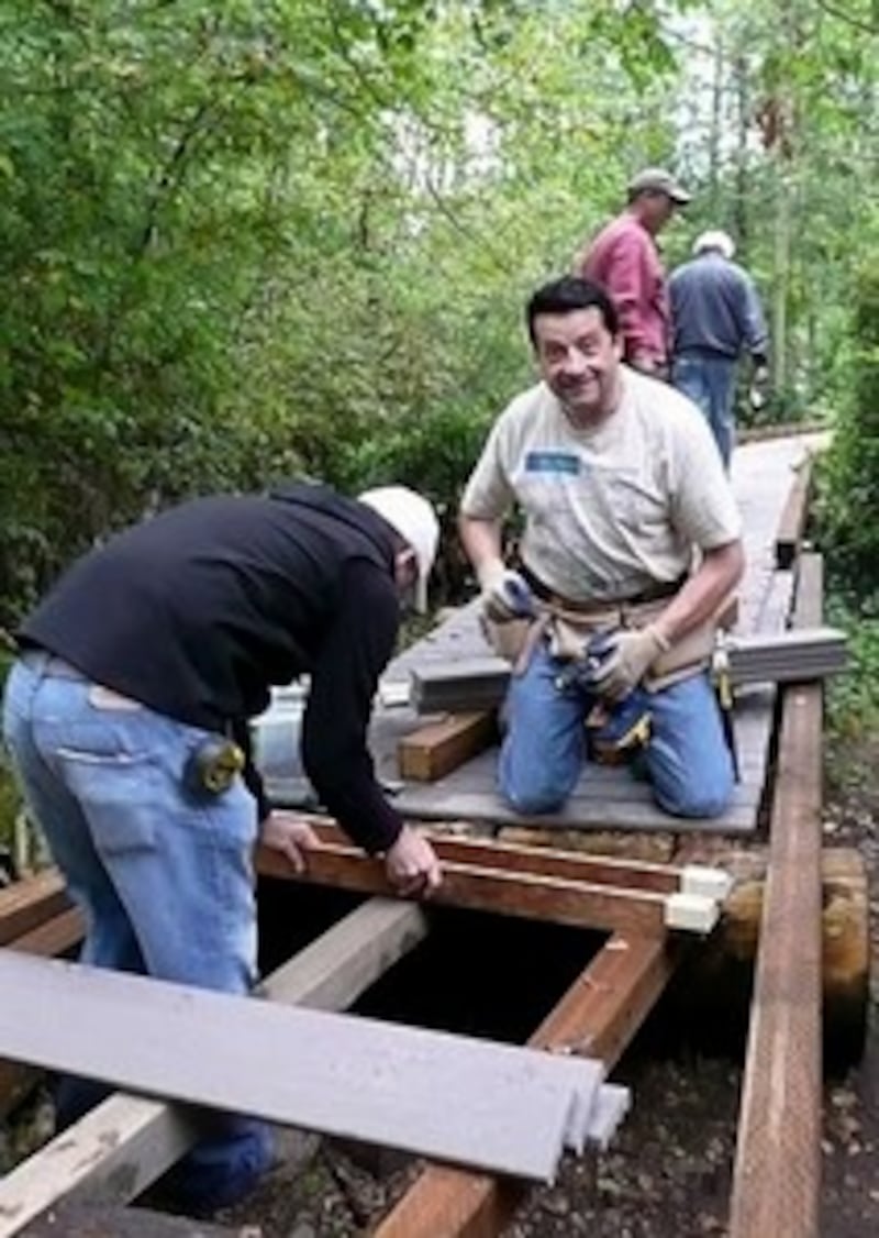 Building a boardwalk at Pine Lake.
