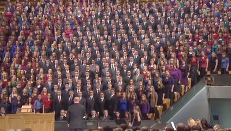 An institute choir provided the music for a Church Educational System devotional on Nov. 3 held in t