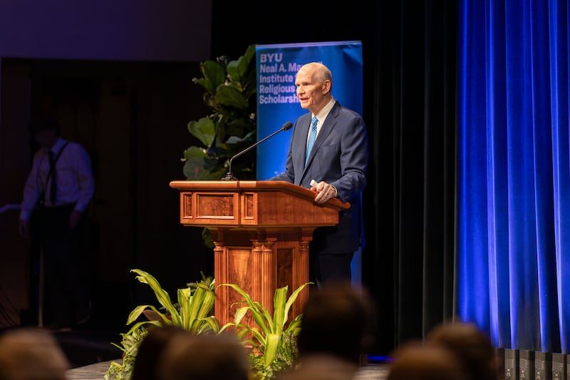 Elder Dale G. Renlund of the Quorum of the Twelve Apostles speaks at the Neal A. Maxwell Institute for Religious Scholarship at Brigham Young University in Provo, Utah, on Tuesday, Oct. 13, 2026.