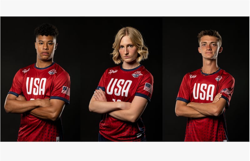 Silas Bell, Emilee Jensen and Blake Holt, all from Utah, played for the U.S. at the World Junior Ultimate Championships in Logroño, Spain, in July 2026.
