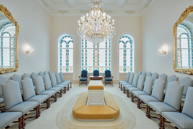 A sealing room inside the Yorba Linda California Temple.