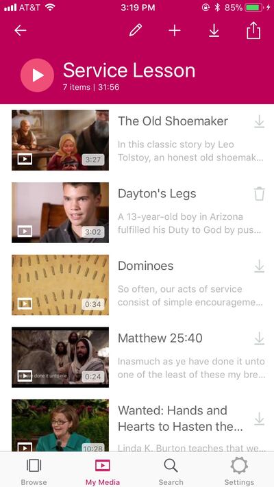 Under the My Media tab in the updated LDS Media Library app, members can create media presentations,