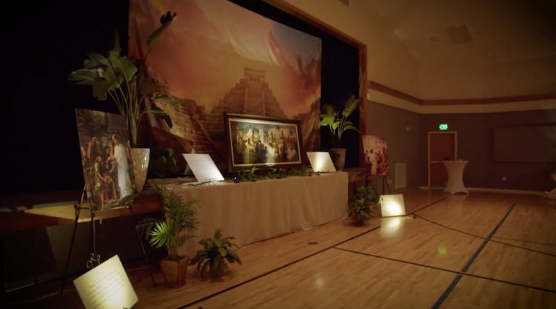 The cultural hall in a meetinghouse in Herriman, Utah, is transformed to depict scenes from Jesus Christ's visitation to the Ancient Americas, on April 9-10, 2025.