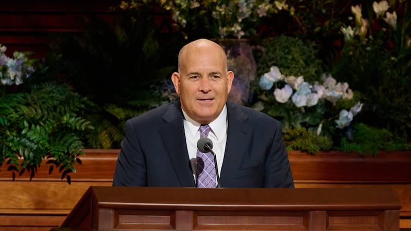 Brother David J. Wunderli, first counselor in the Young Men general presidency, speaks during the Saturday afternoon session of the 196th Annual General Conference of The Church of Jesus Christ of Latter-day Saints in the Conference Center in Salt Lake City on April 4, 2026.