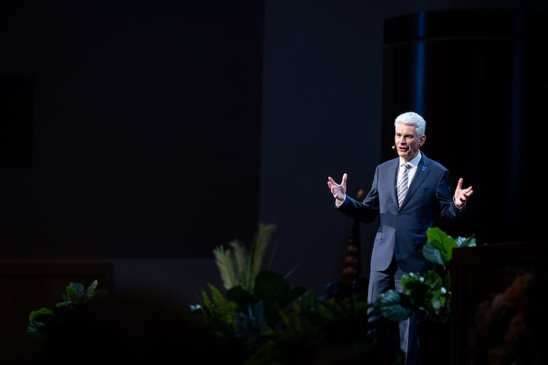 Elder Gérald Caussé of the Quorum of the Twelve Apostles gives a devotional at BYU–Idaho on Sunday, June 14, 2026.