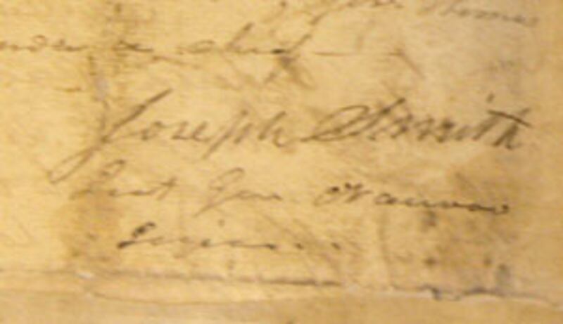 Signature of Joseph Smith authorizes compliance with governor's order.