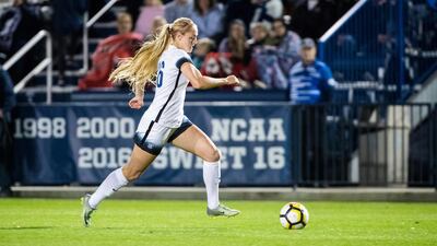 Madie Lyons Mathews played soccer and ran track for Brigham Young University. The former athlete recently worked alongside her husband, Mitch, during a Helping Hands clean-up effort in Wilmington, North Carolina.