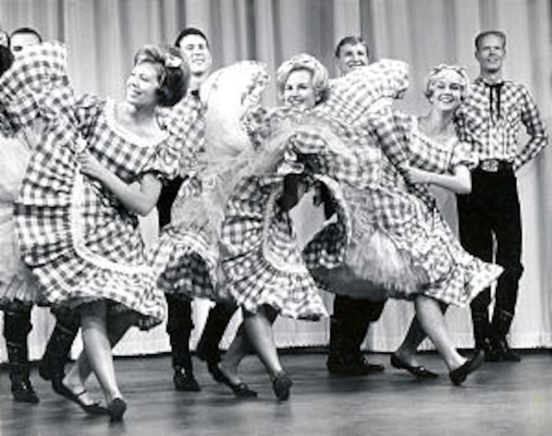 BYU Folk Dance team during a 1967 European Tour. Photo courtesy BYU Performing Arts Management