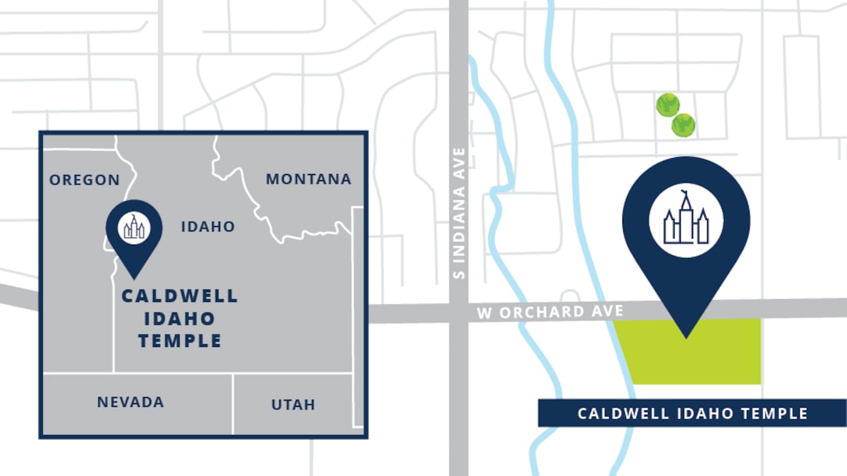 Site map for the Caldwell Idaho Temple.