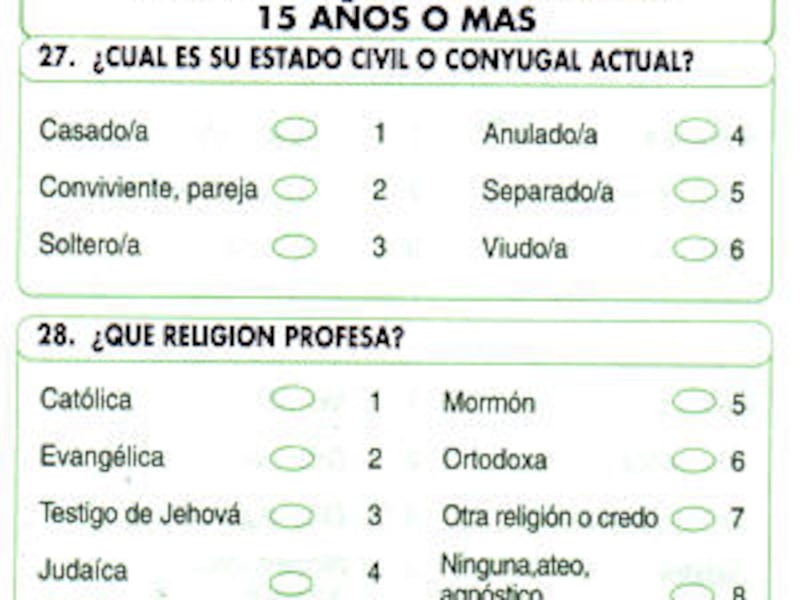 census form from Chile lists Mormon religion for first time.