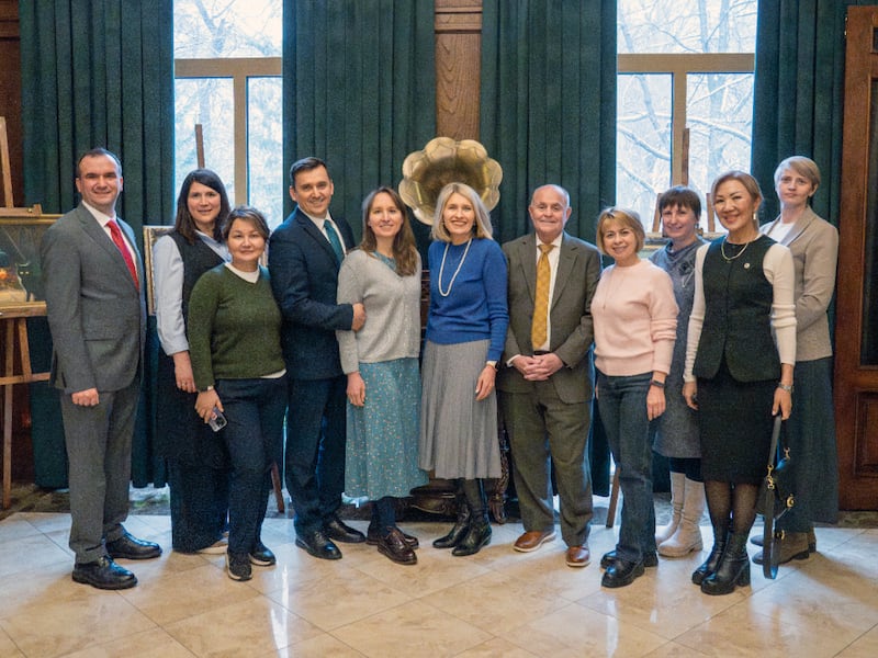 President Camille N. Johnson, her husband and Eurasian Area leaders meet with neonatologists in Bishkek, Kyrgyzstan, on Saturday, Feb. 28, 2026.