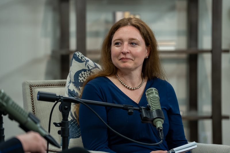 Mary Richards listens while filming the 300th episode of the Church News podcast, released Tuesday, June 23, 2026.