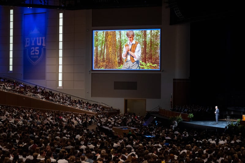 Elder Gérald Caussé of the Quorum of the Twelve Apostles gives a devotional at BYU–Idaho on Sunday, June 14, 2026.