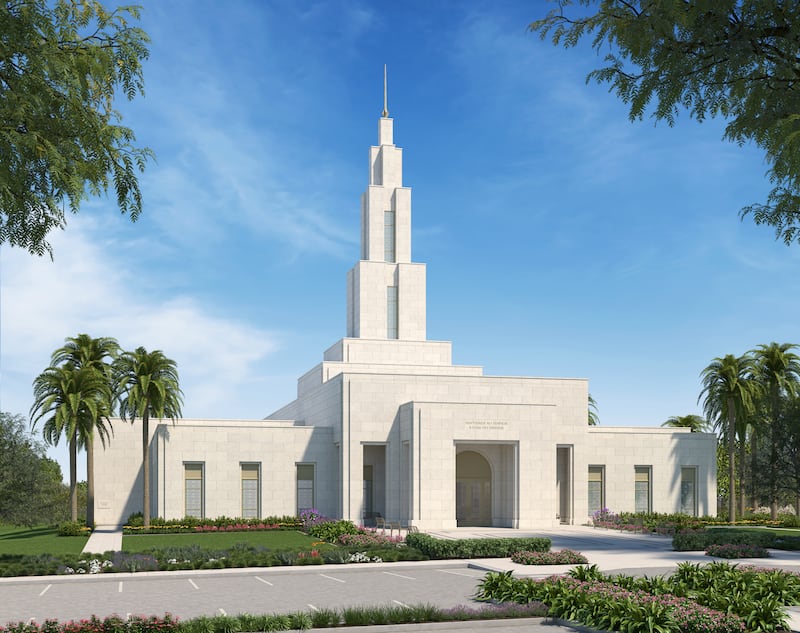 Exterior rendering of the Goiânia Brazil Temple.