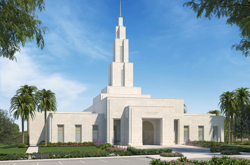 Exterior rendering of the Goiânia Brazil Temple.