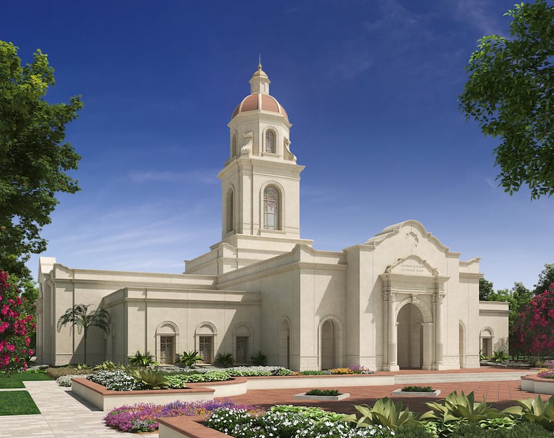The exterior rendering of the Cuernavaca Mexico Temple.