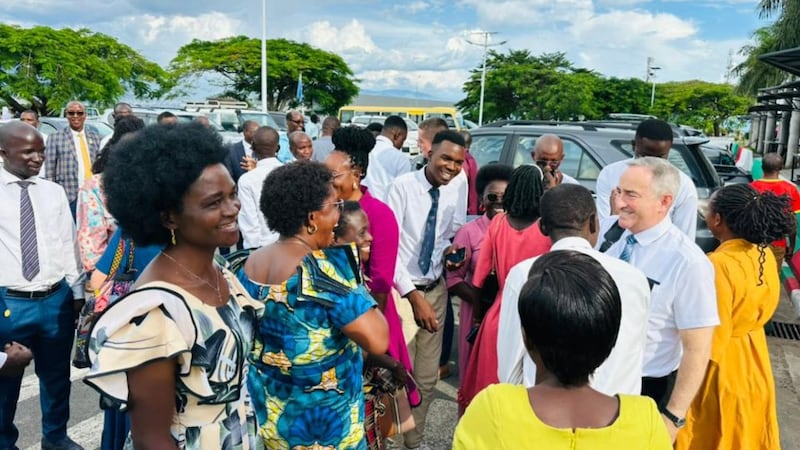 Missionaries receive a warm welcome upon arrival at Melchior Ndadaye International Airport in Bujumbura, Burundi, April 16, 2026.