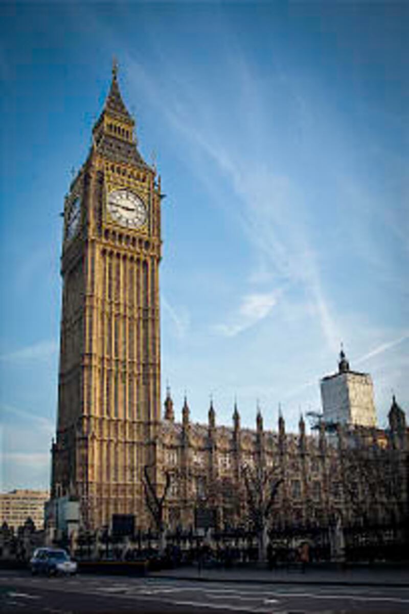 United Kingdom Houses of Parliament building, located in downtown London.