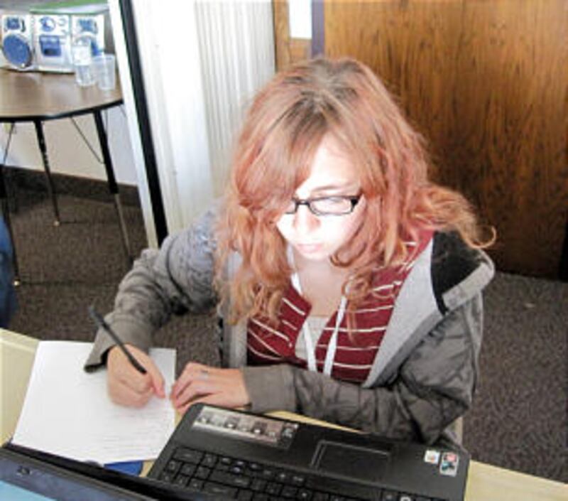 Sabrina Delfrate of Rootstown looks up some family names on the internet during a family history wor