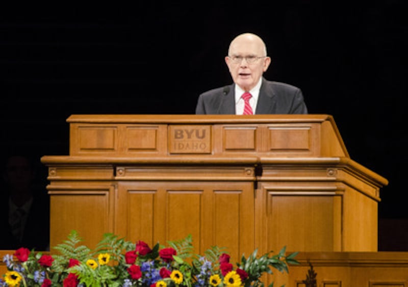 Elder Dallin H. Oaks of the Quorum of the Twelve Apostles speaks to students at Brigham Young Univer