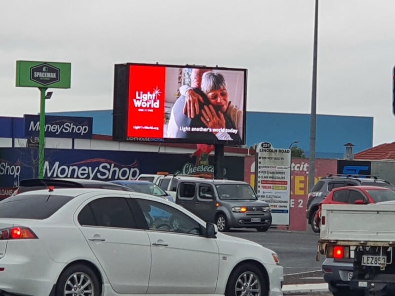 A #LightTheWorld campaign billboard in Auckland, New Zealand, promotes The Church of Jesus Christ of Latter-day Saints’ worldwide invitation to transform Christmas into a season of service in December 2020.