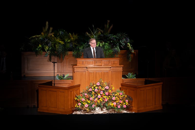 Elder Karl D. Hirst, General Authority Seventy, speaks during a Brigham Young University–Idaho devotional on Tuesday, Nov. 18, 2025.