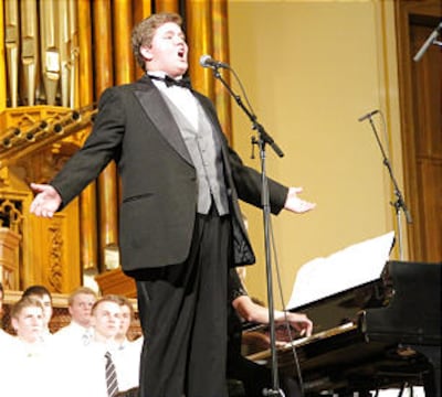 Youth tenor Jonah Hoskins performs Una Furtiva Lagrima,” from a Donizeti opera.